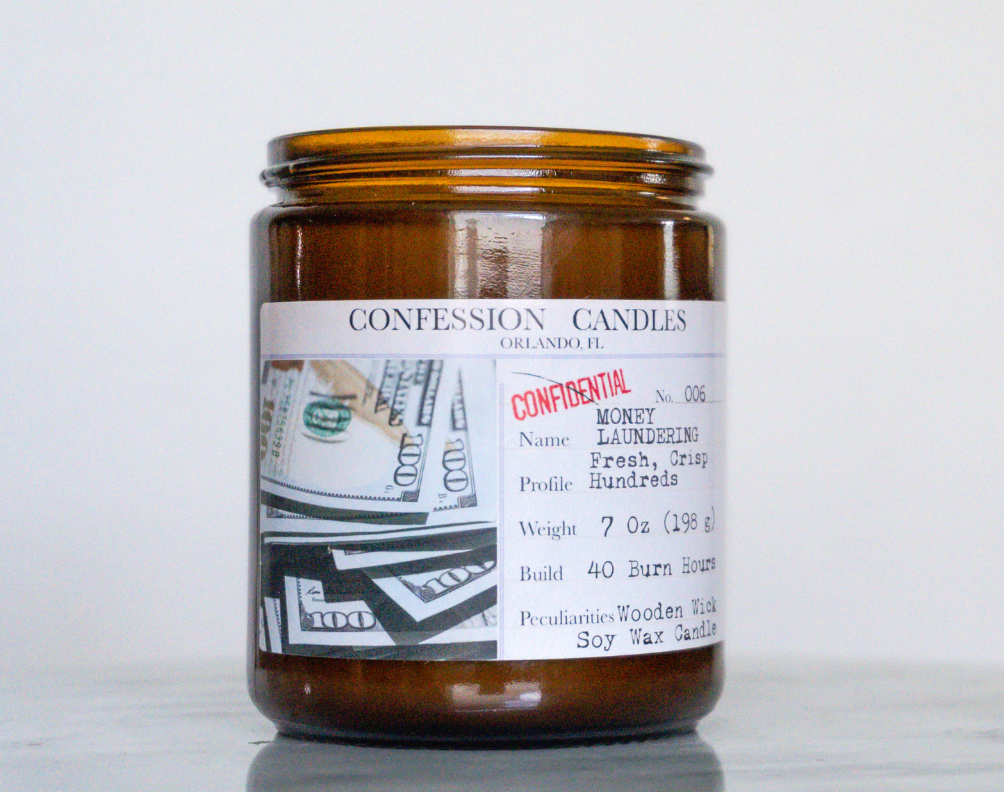 Money Laundering Candle Jar